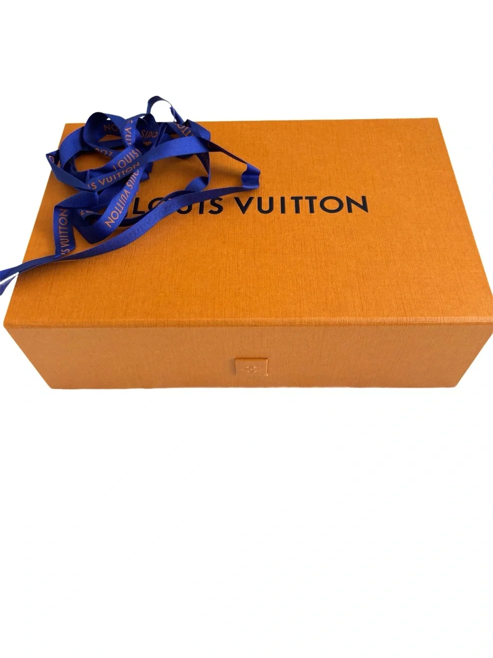 Louis Vuitton LV Orange Magnetic Gift Box and Shopping Bag w/Blue Ribbon Handles
